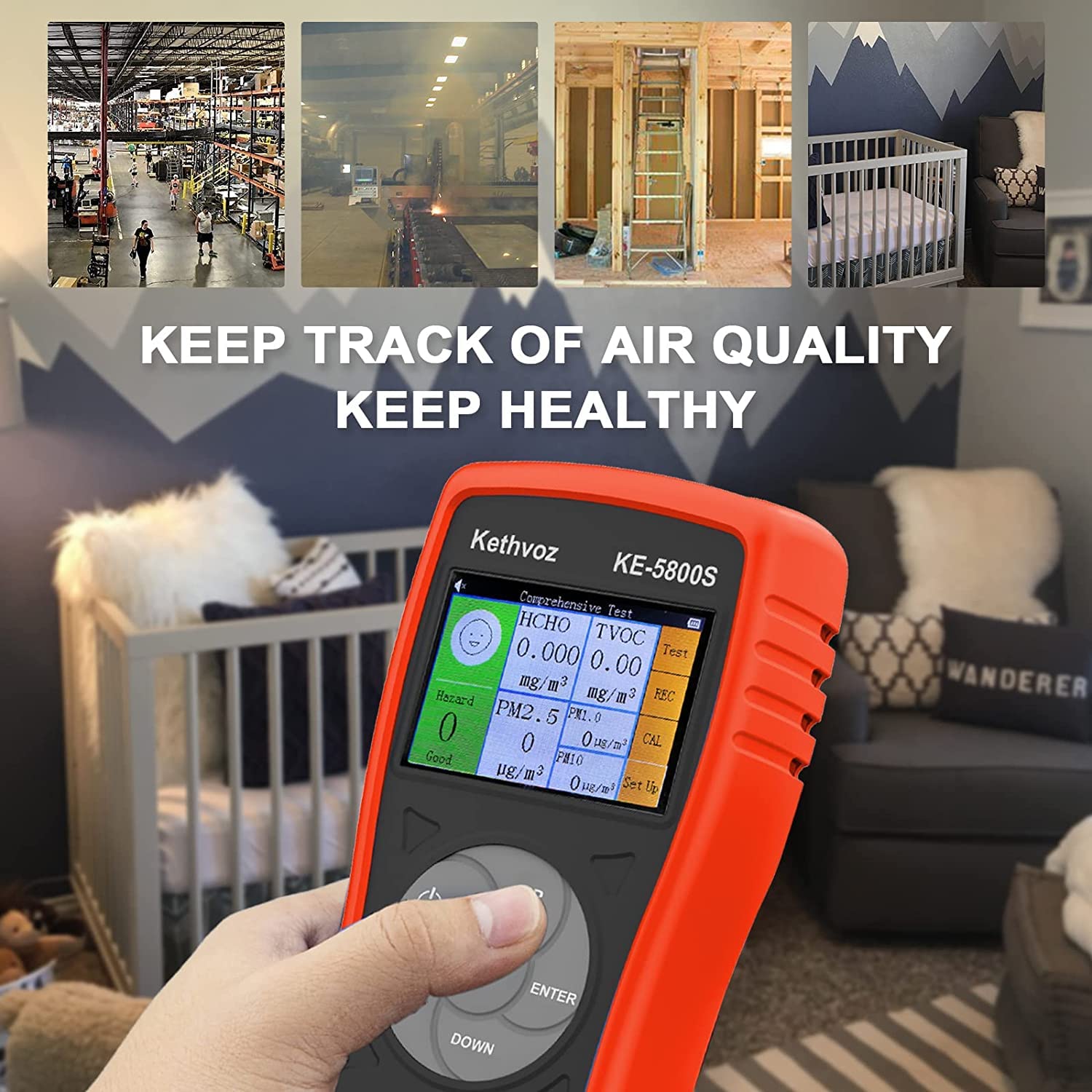 FTVOGUE CO2 Air Quality Monitor Portátil LCD Pantalla De Luz