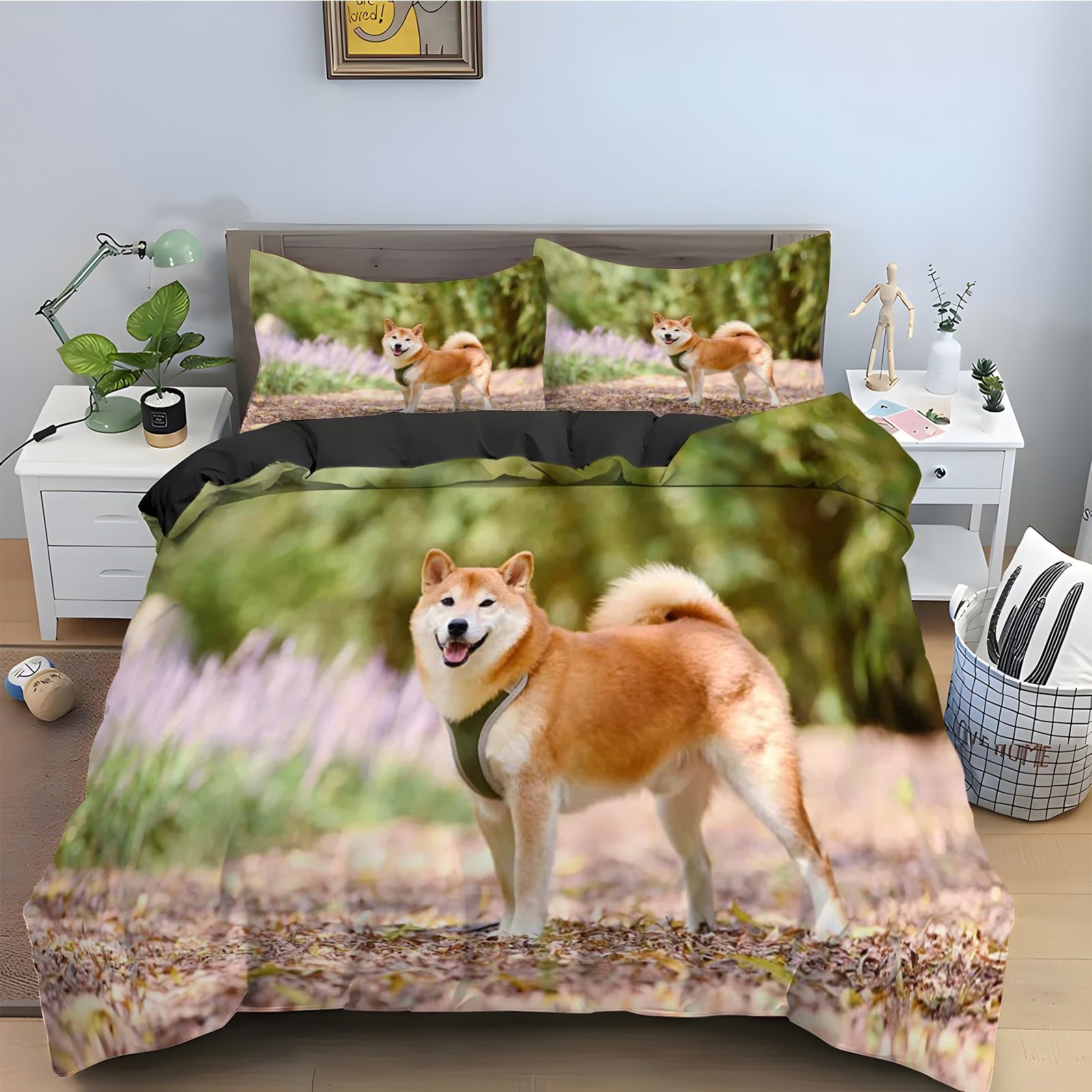 Parure de lit Shiba Inu avec housse de couette douce pour des nuits remplies de tendresse