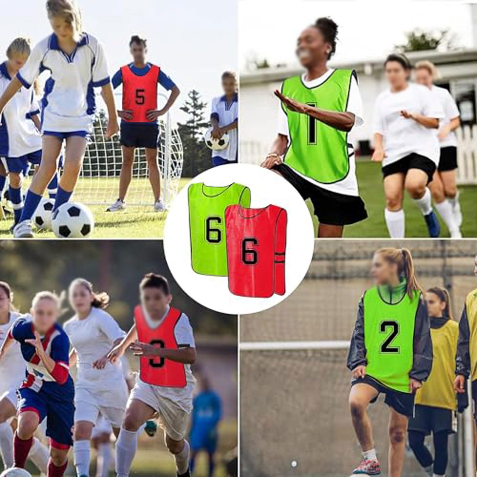 24 Stück Fußball Nummerierte Trainingsweste Fussball Leibchen Erwachsene,Fussballtraining Zubehör,Westen fürs Teamtraining,atmungsaktiv Trainingsleibchen für Volleyball Basketball,70*47CM