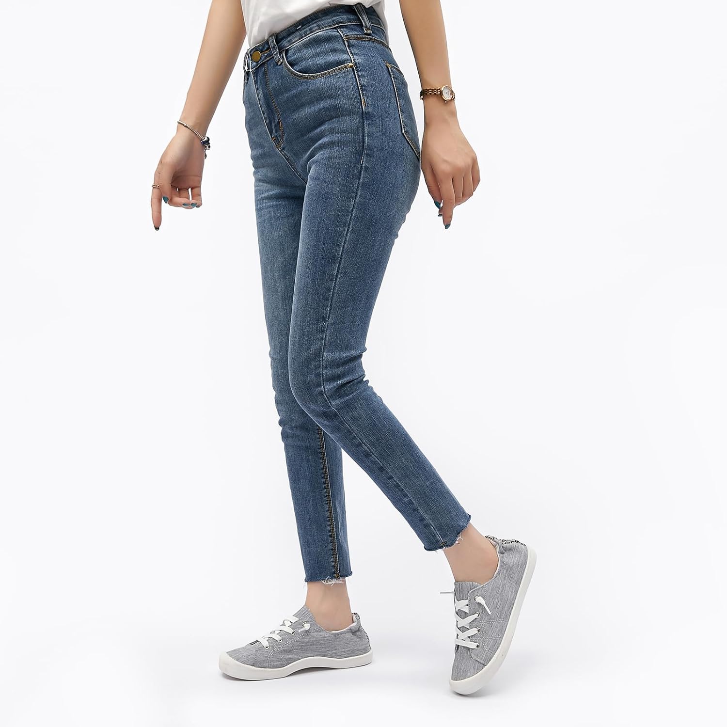 BENPAO Womens Canvas Slip On Shoes White Black Fashion Sneakers Loafers Shoes for Women - Image 6