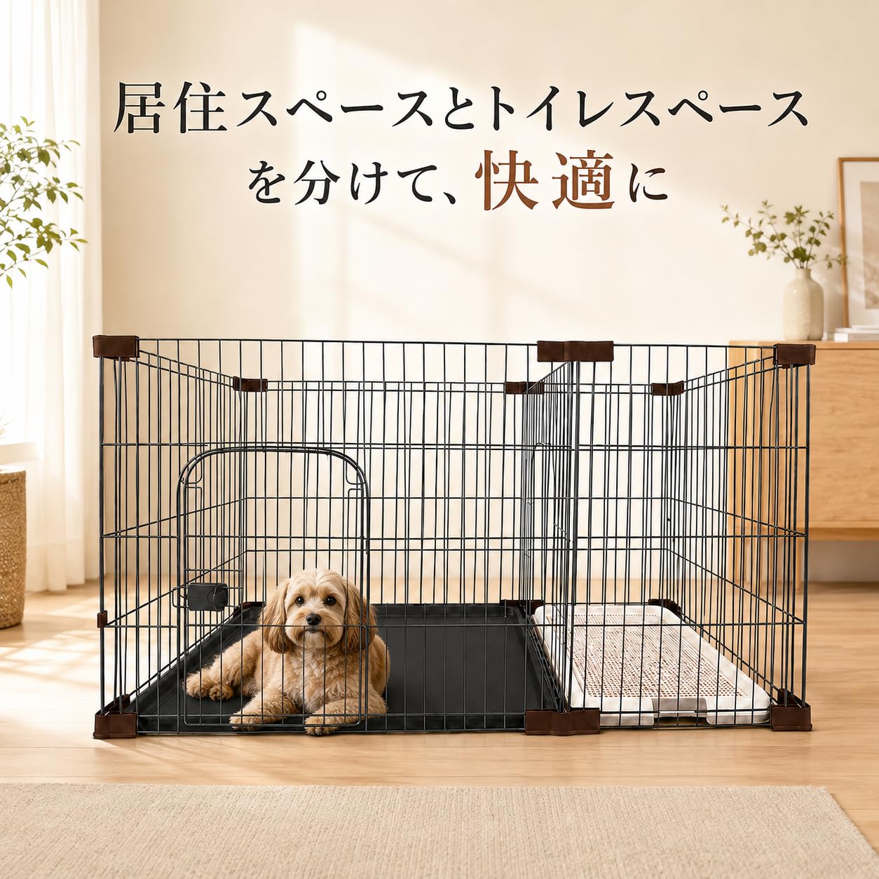 犬用品 ベッドスペースやトイレスペースをきちんと分けて使える仕切り