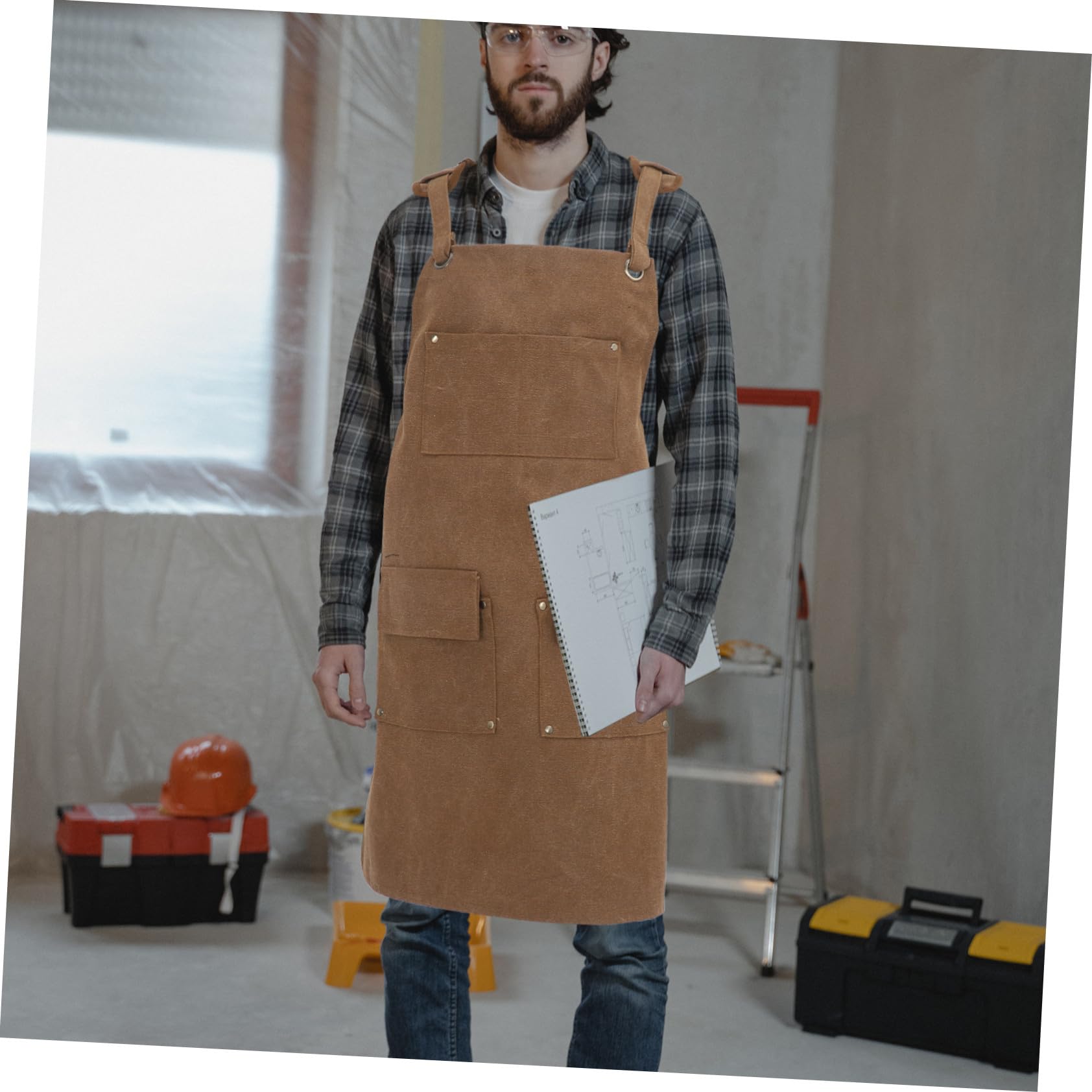 Delantal de Trabajo de Lona Resistente con Múltiples Bolsillos y Tirantes Ajustables Delantal para Carpinteros Jardineros y Chefs Protección Profesional para Cocina y Bricolaje