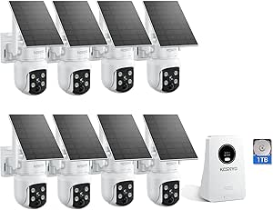 4MP Solar Powered Cameras for Home Security, Security Cameras Wireless Outdoor, 8 Cam kit, Color Night Vision, 360° PTZ, 1TB HDD Local Recording, No Monthly Fees asin的图片