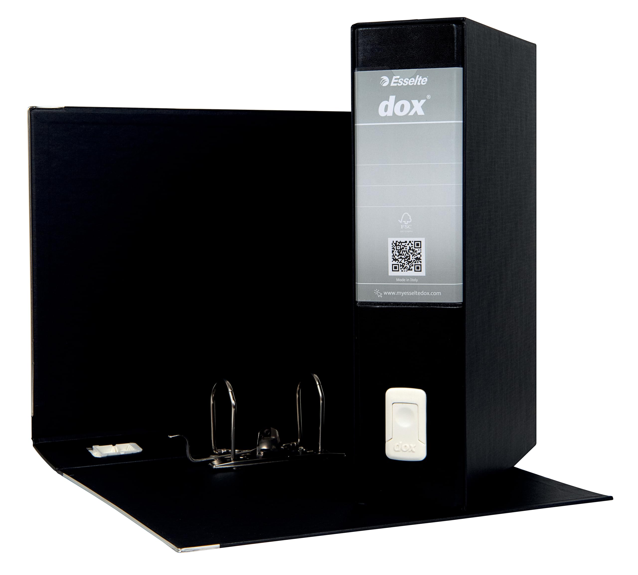 Esselte DOX 2 - 6 Registratori con custodia A4 e meccanismo a leva, Raccoglitori con leva formato Protocollo (23x33cm) con Dorso da 8 cm, Nero, 85 x 352 x 288 mm, Conf.da 6 pezzi, D26210