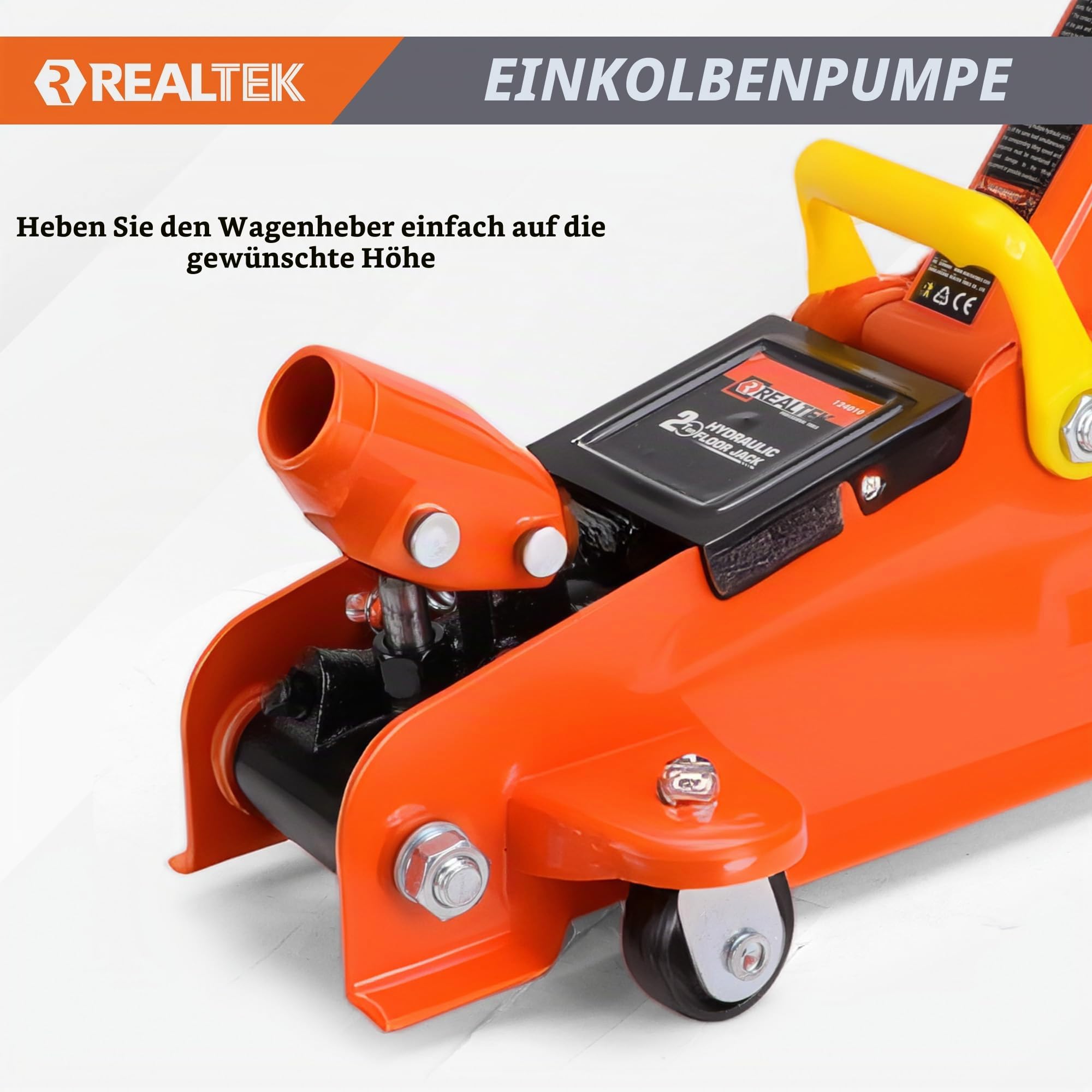 REALTEK Wagenheber hydraulisch 2T, Hydraulischer Wagenheber, 135-340 mm, Rangierwagenheber Hydraulischer 360° Rollen Heber Unterstellbock für PKW KFZ