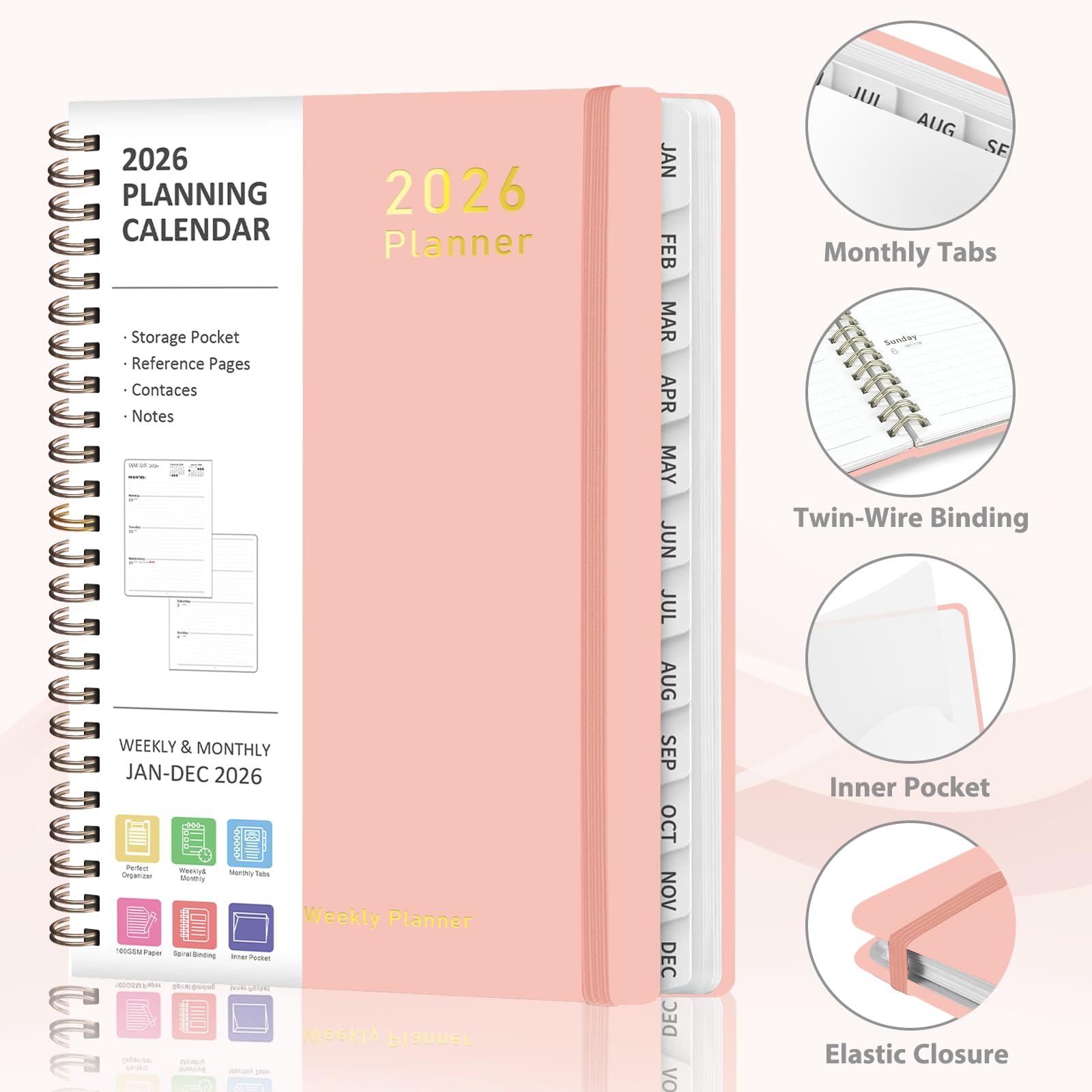 Hi!SCI Jun 2025-Dec 2026 Academic Monthly Weekly Daily Planner For School, 19 Months Calendar 25-26 Planning Book With Colorful Tabs, 8.5" X 11" Mid Year College Organizer For Student Teacher