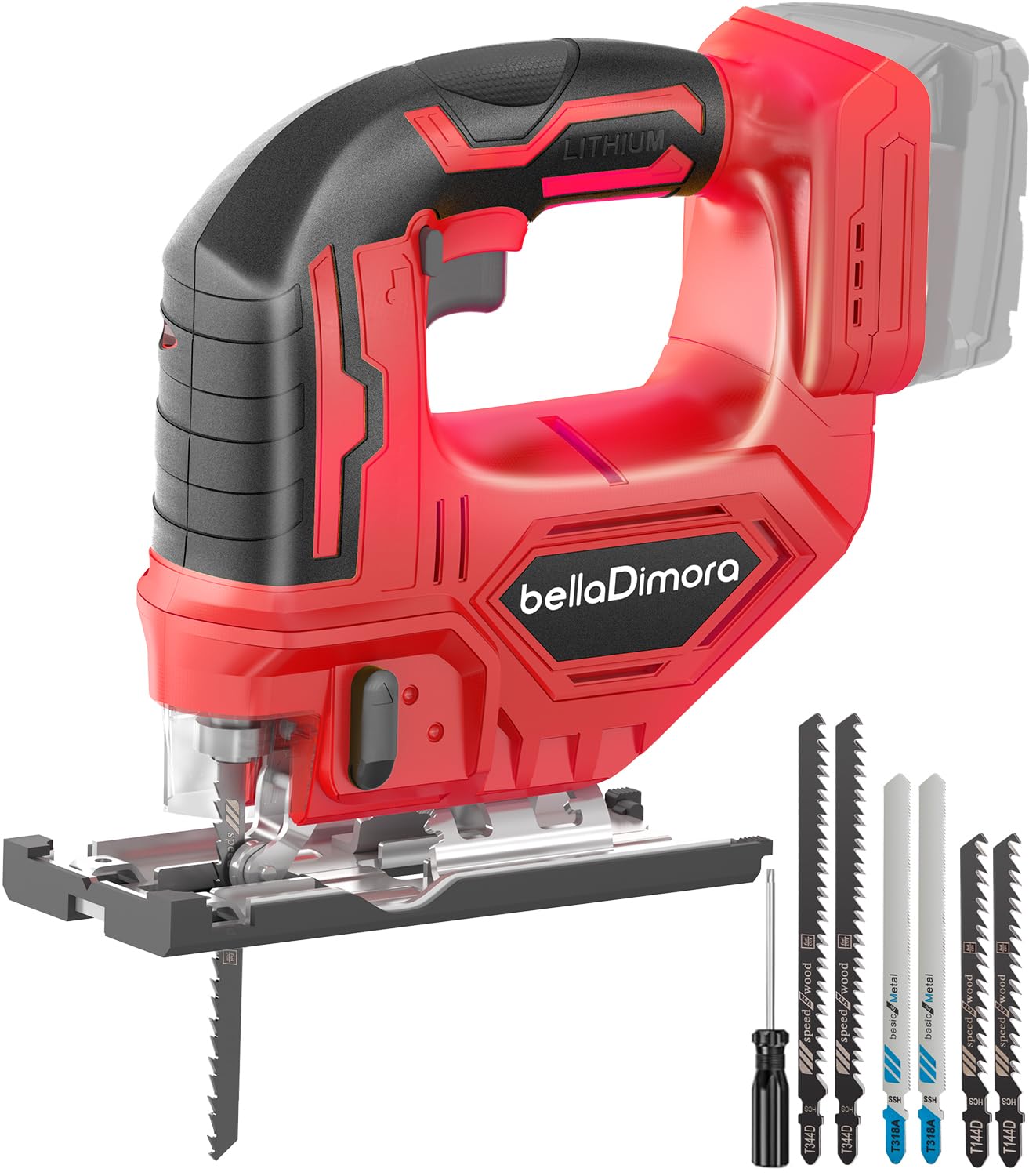 Jig Saw for Milwaukee 18V Battery, Cordless Jigsaw with LED Work Light, 0°-45°Bevel Cuts, 3 Orbital Settings for Straight/Curve/Bevel/Circle Cutting(