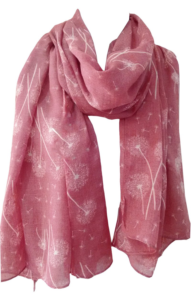 Glamlondon Women's Rusty Red Dandelion Scarf Scatter Dandelions Flower Print Fashion Classy Big Wrap (Rusty Red)