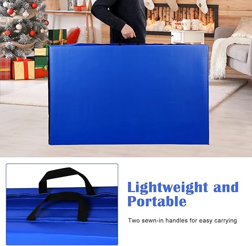 Vista 33 de Colchoneta de gimnasia para acrobacias, plegable, tapete de ejercicio para niños, adultos, tapete de yoga de piel sintética con asas de transporte