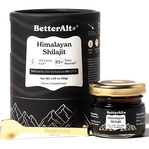 Better Alt Pure Himalayan Shilajit Resin Pack of 1 High Potency Gold Grade 150 Servings for Energy Boost & Immune Support, 85+ Trace Minerals, 75%+ Fulvic Acid, with Lab Test Report,400 mg