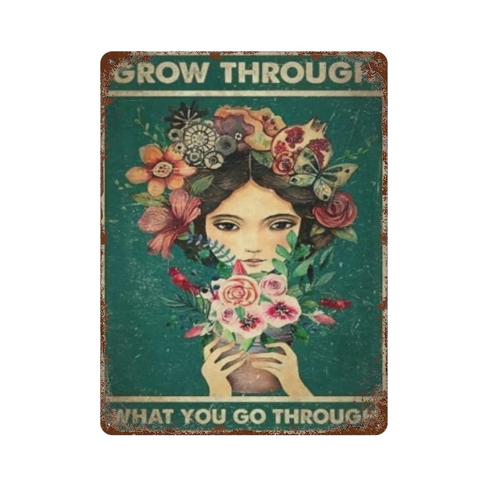 AOOEDM Grow Through Metal Tin Sign for Home Bar Pub Kitchen Wall Art Deocr Man Cave Vintage Metal Sign Poster Plaque Signs Quotes Sign
