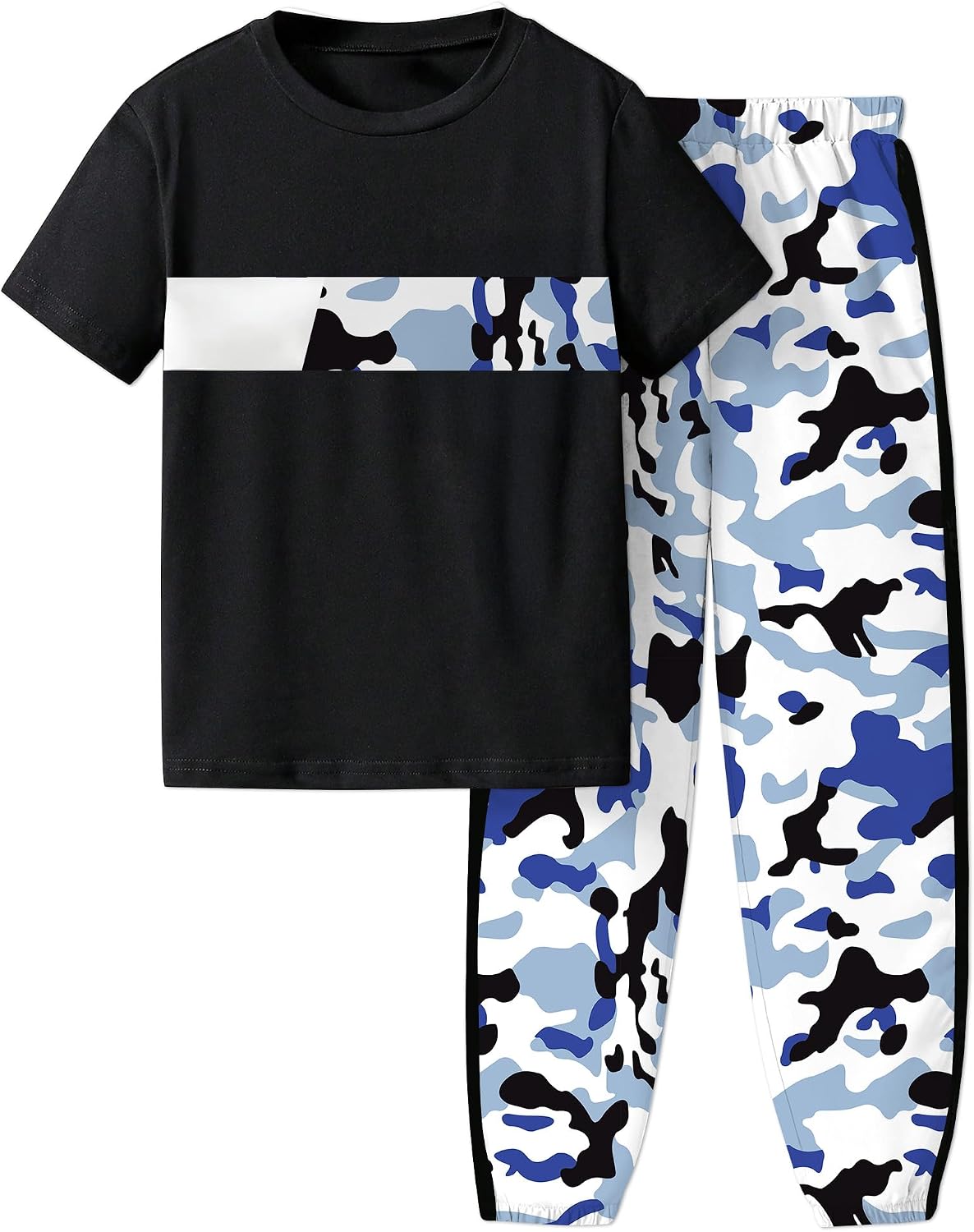 Boys Clothes Short Sleeve T-shirt and Camouflage Pants 2PCS Casual Summer Clothes for Kids 6-16 Years