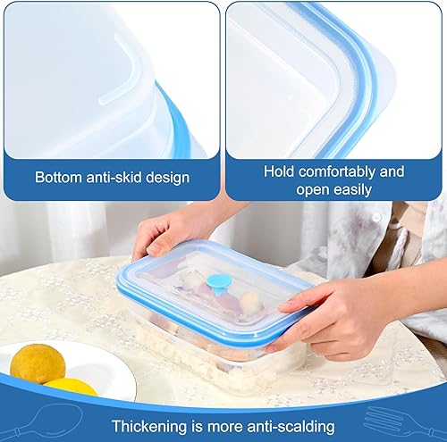 Miniatura 6 de Contenedores plegables para almacenamiento de alimentos, silicona premium, sin BPA, apto para microondas y horno, con tapas, para viajes, campamento