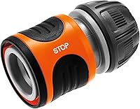 Gardena Water Stop Connector for 1/2" (13mm) & 5/8" (15mm) Hoses - Power Grip, Auto Shut-Off, Leak-Proof Quick Connect (18213-20)