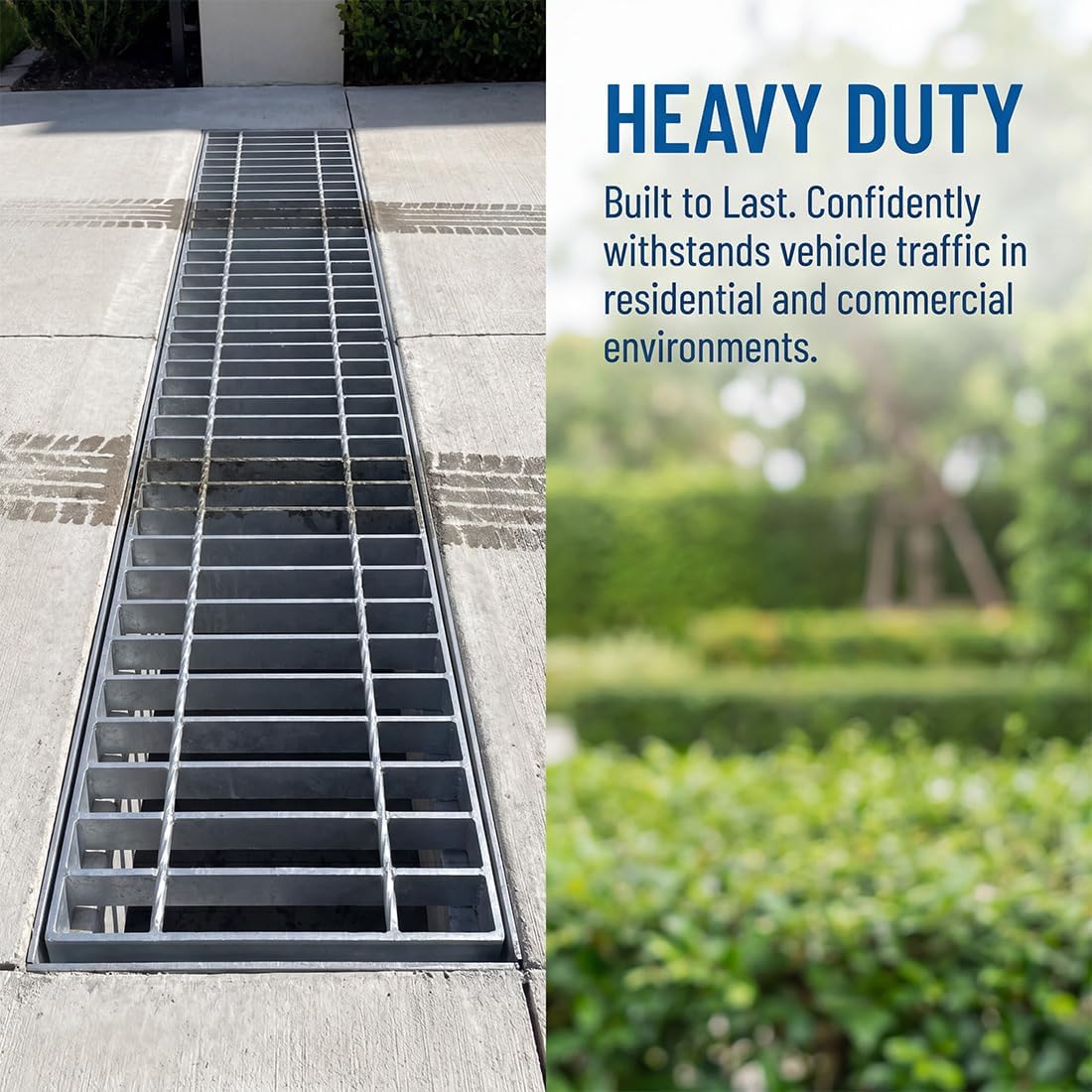 Trench Drain grateHeavy Duty Metal Channel Drain Grate, Outdoor Drainage Cover for Garage, Parking Lot, and Commercial Concrete Floor Metal Drain Grate(1, 39.37 * 11.8 * 1.18)