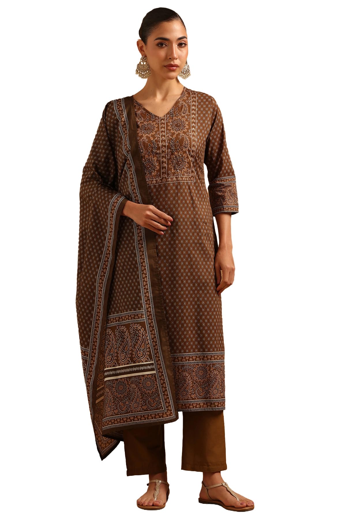 soch Womens Cotton Block Printed Ethnic Motifs Salwar Suit-picture-26