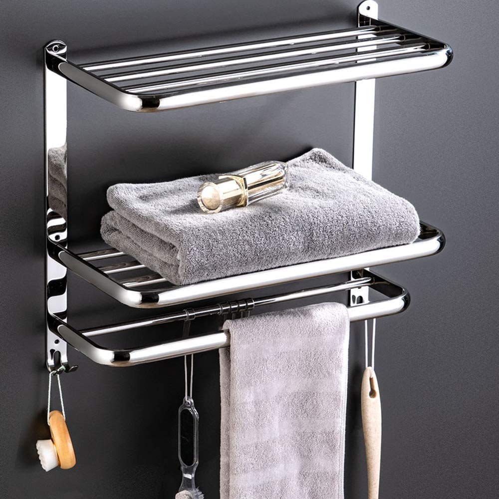 Portasciugamani Mensola da Bagno a Parete Realizzata con portasciugamani, mensole da Bagno mensole da Cucina Bagno argento/argento/50 cm