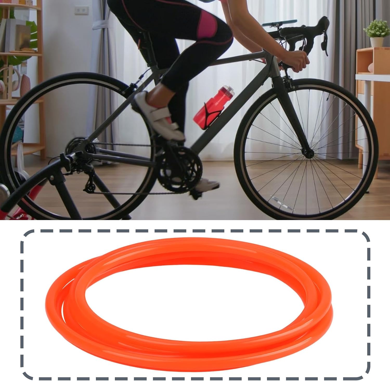 ECSiNG Red Bicycle Roller Drive Replacement Belt TPU Perimeter 185cmx5mm for Bike Trainer Rollers