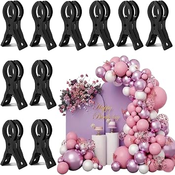 10 Pack Black Balloon Arch Clips, 3 1/2 x 1 x 1 4/5 Inch balloon arch clamps for backdrop Stand, Wedding, Birthday, Photography Studio, Crafts, and Decorations