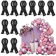 10 Pack Black Balloon Arch Clips, 3 1/2 x 1 x 1 4/5 Inch balloon arch clamps for backdrop Stand, Wedding, Birthday, Photography Studio, Crafts, and Decorations