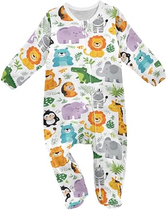 Baby One-Piece Footies Walrus Gray Newborn Pjs Footed Bodysuit Rompers for Boys Girls 0-24 Months