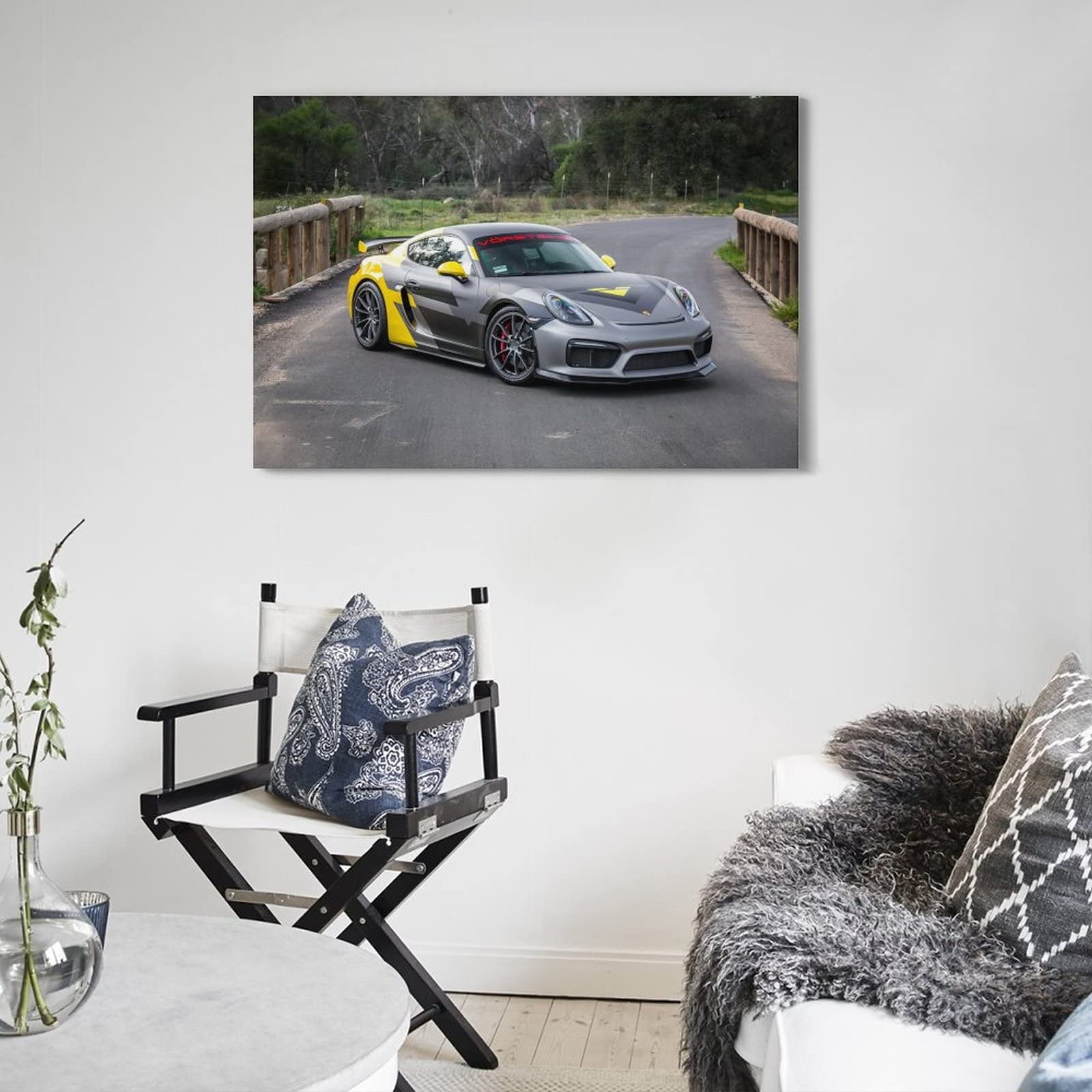Porsche 718 GT4 RS Leinwand Bild 60x90cm - Rennwagen Poster Für Motorsport Fans