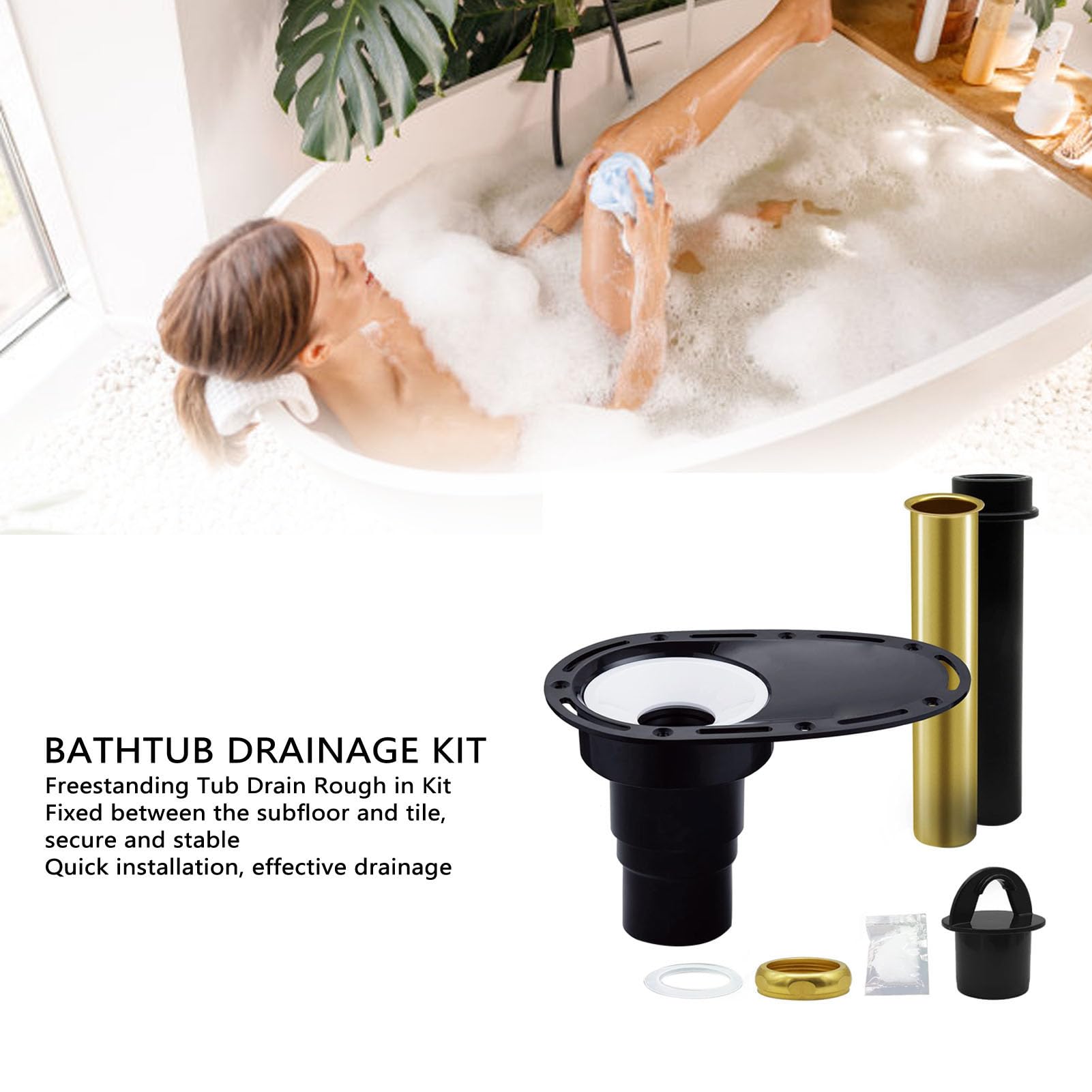 Annadue Kit Rough in per Scarico Vasca con Tubi in Ottone e ABS