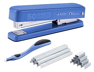 Bostitch Titan Heavy Duty Metal Stapler, 50 Sheet Capacity with 1250 Staples and Ergonomic Staple Remover, Jam Free Stapling, Full Strip Stapler for Desk, Office and Classroom, Blue - Amazon product rated Grade A