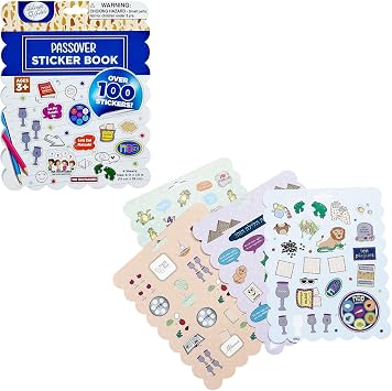 Rite Lite Passover Seder Sticker Book 100+ Stickers, 4 Pages of Pesach Holiday Fun, Perfect for Scrapbooking, Arts & Crafts, and Holiday Decor