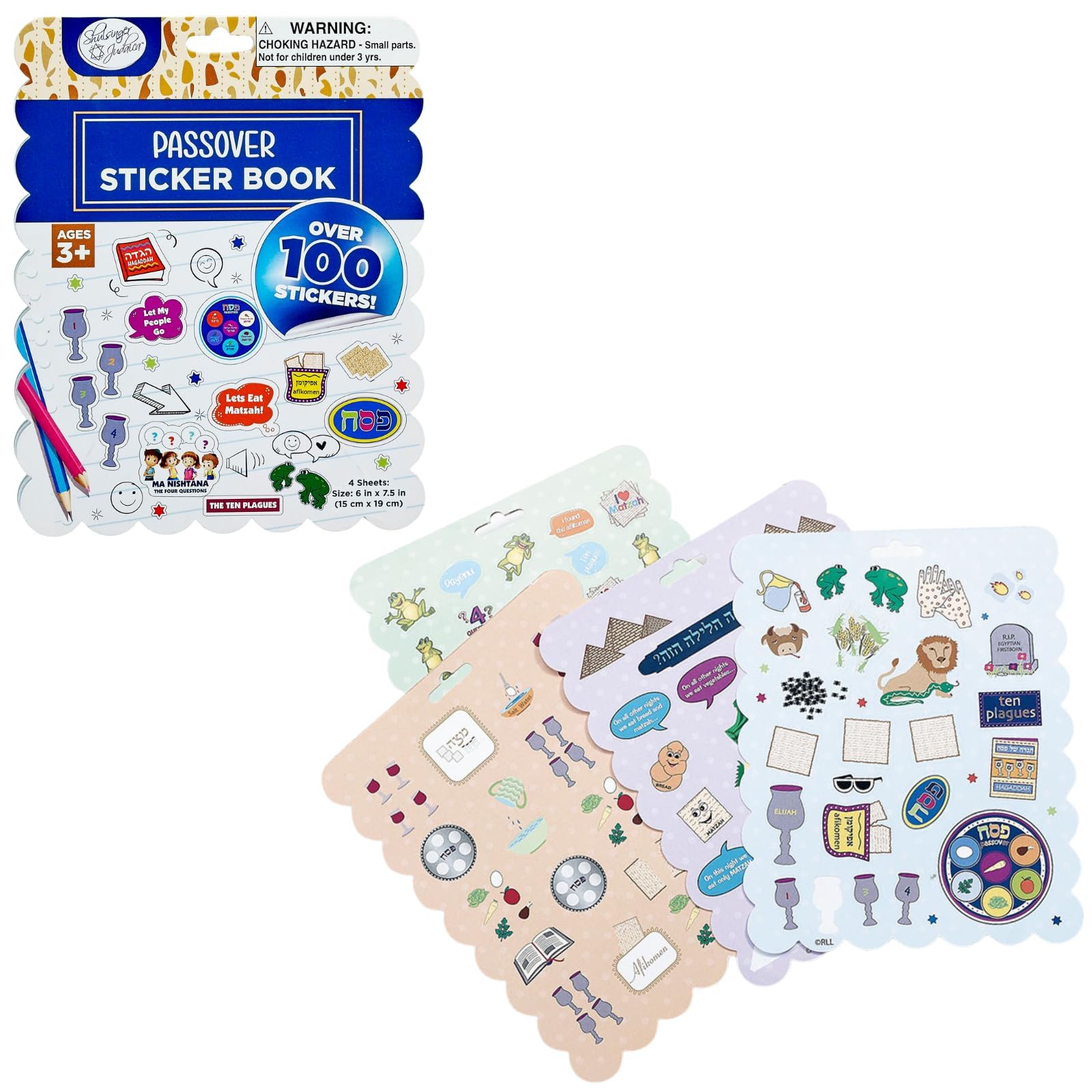 Rite Lite Passover Seder Sticker Book - 100+ Stickers, 4 Pages of Pesach Holiday Fun, Perfect for Scrapbooking, Arts & Crafts, and Holiday Decor