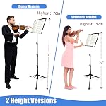 70" Support de partition avec support de lumière et de téléphone, Support de musique pour partition haute stabilité, réglable en hauteur Support de feuille de musique portable avec sac de transport(33-70inch,Plaque sans trou)