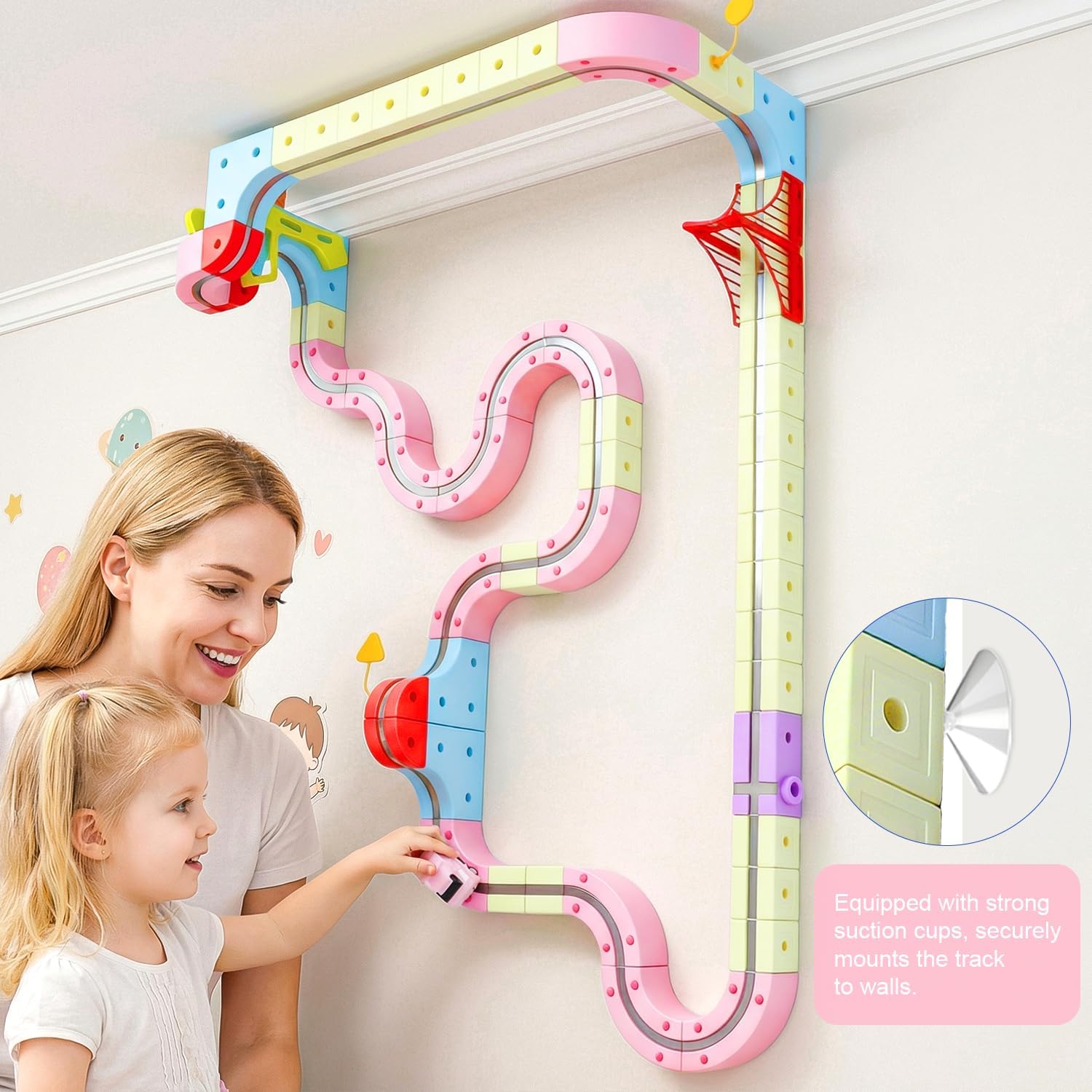 Electric Train Set for Kids 3 4 5 6 7 8, 3D Flexible Race Track 180 PCS Car Track with Light Gravity Defying Train Track Magnetic Track Car Toys Stem Learning Toy Girls Birthday Gift Cube Track