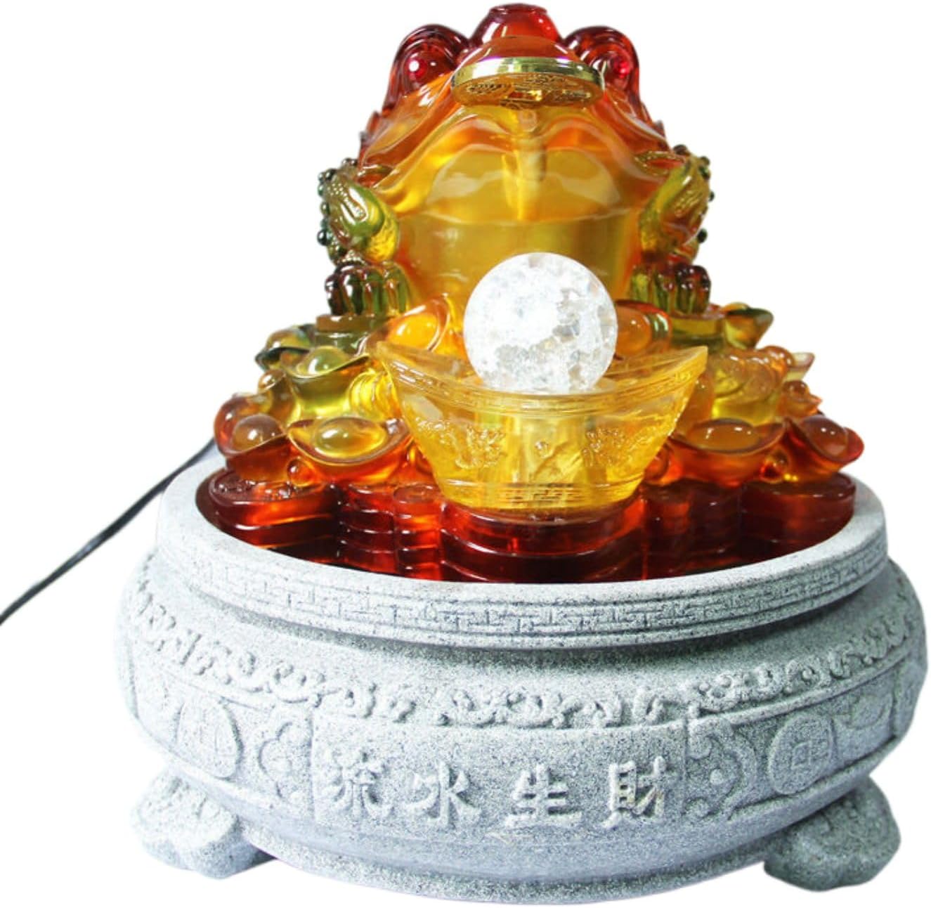 Fangool Resin Sculpture for Home Decoration - Circulating Water Feature for Entrance Hall, Living Room, Office Desktop, Housewarming Gift