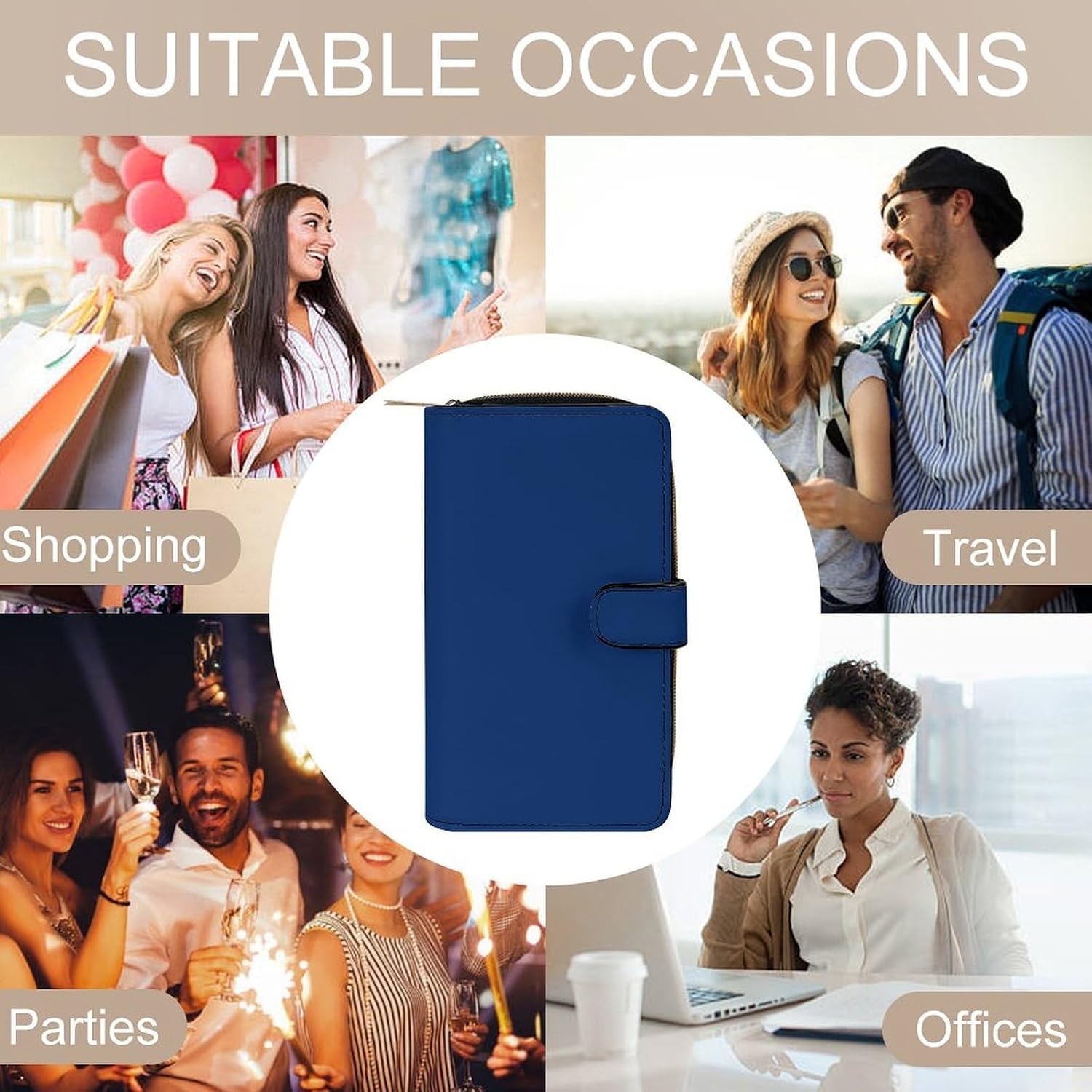 Navy Travel Wallet for Men & Women RFID Blocking Card Organizer Credit Card Holder Large Capacity