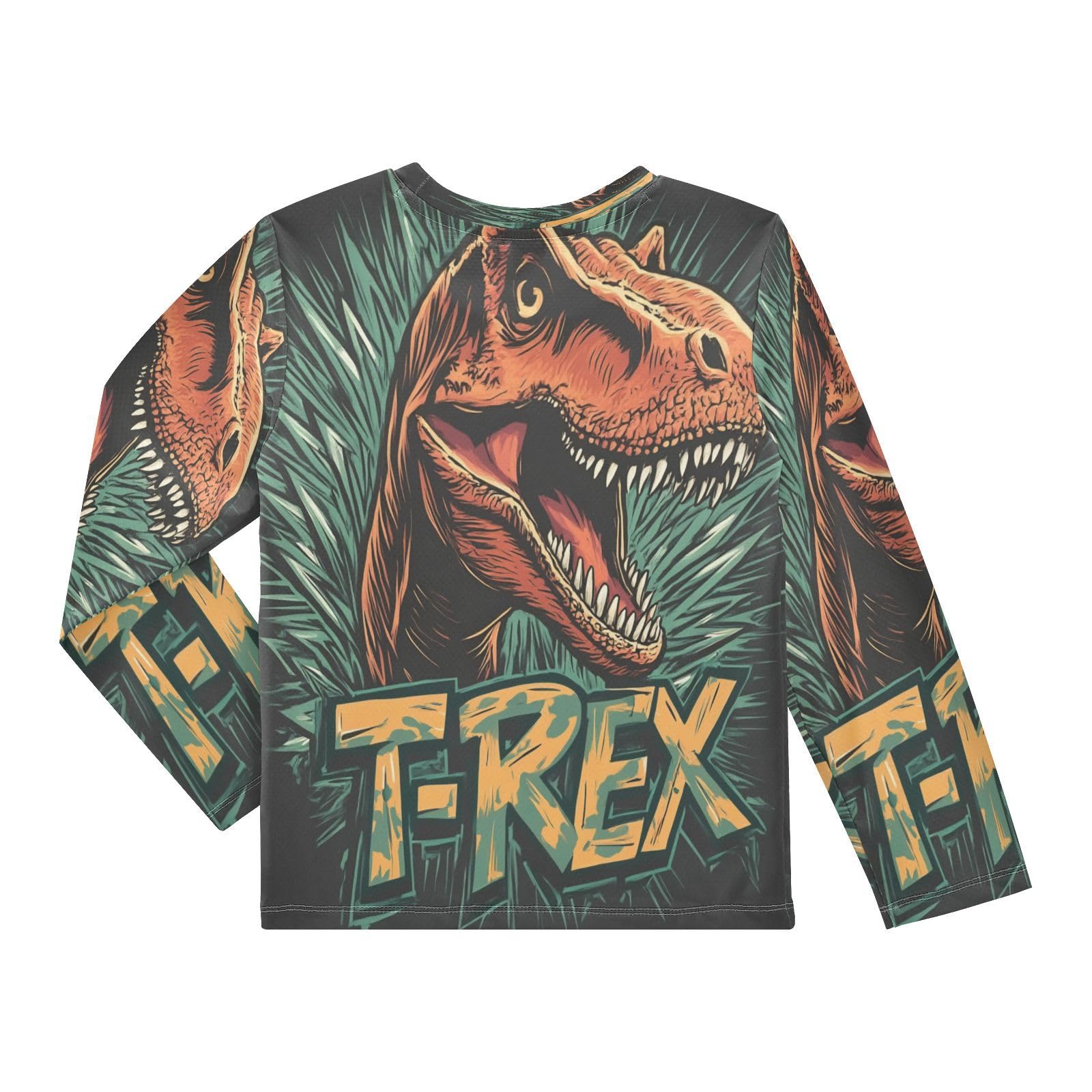 Trex Head Grass Darkgray Boy's Rash Guard Swim Shirt Long Sleeve Sun Shirt for Swimming Pool Beach UPF50+ 3T