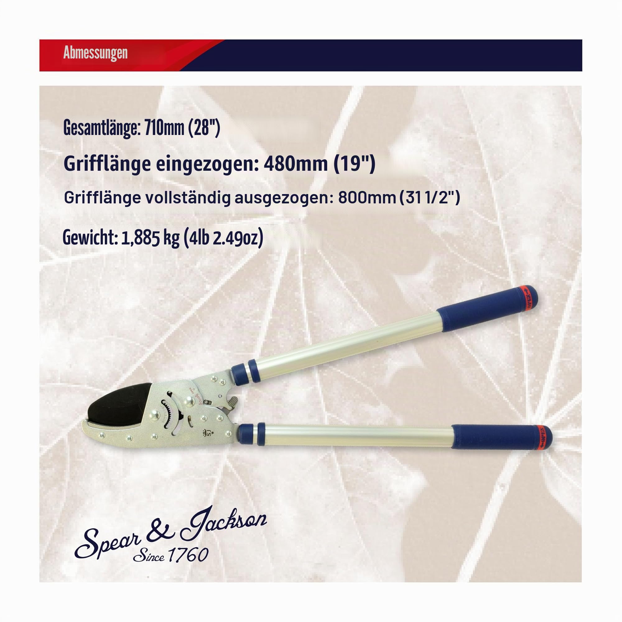 Spear & Jackson 8290RS Razorsharp Advance Teleskop-Astschere Amboss