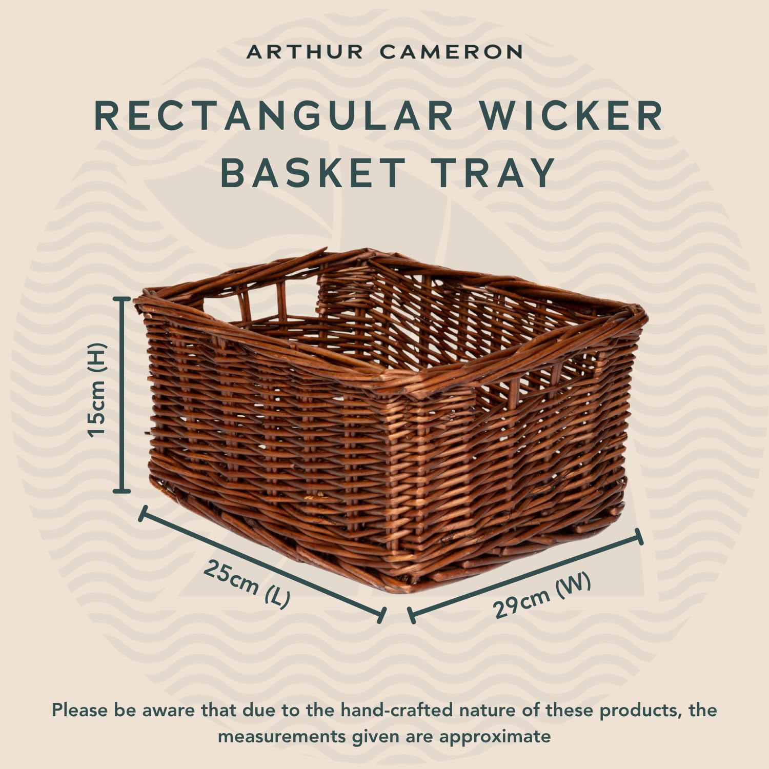 Arthur Cameron Rectangular Storage Basket - Brown - 29cm x 25cm x