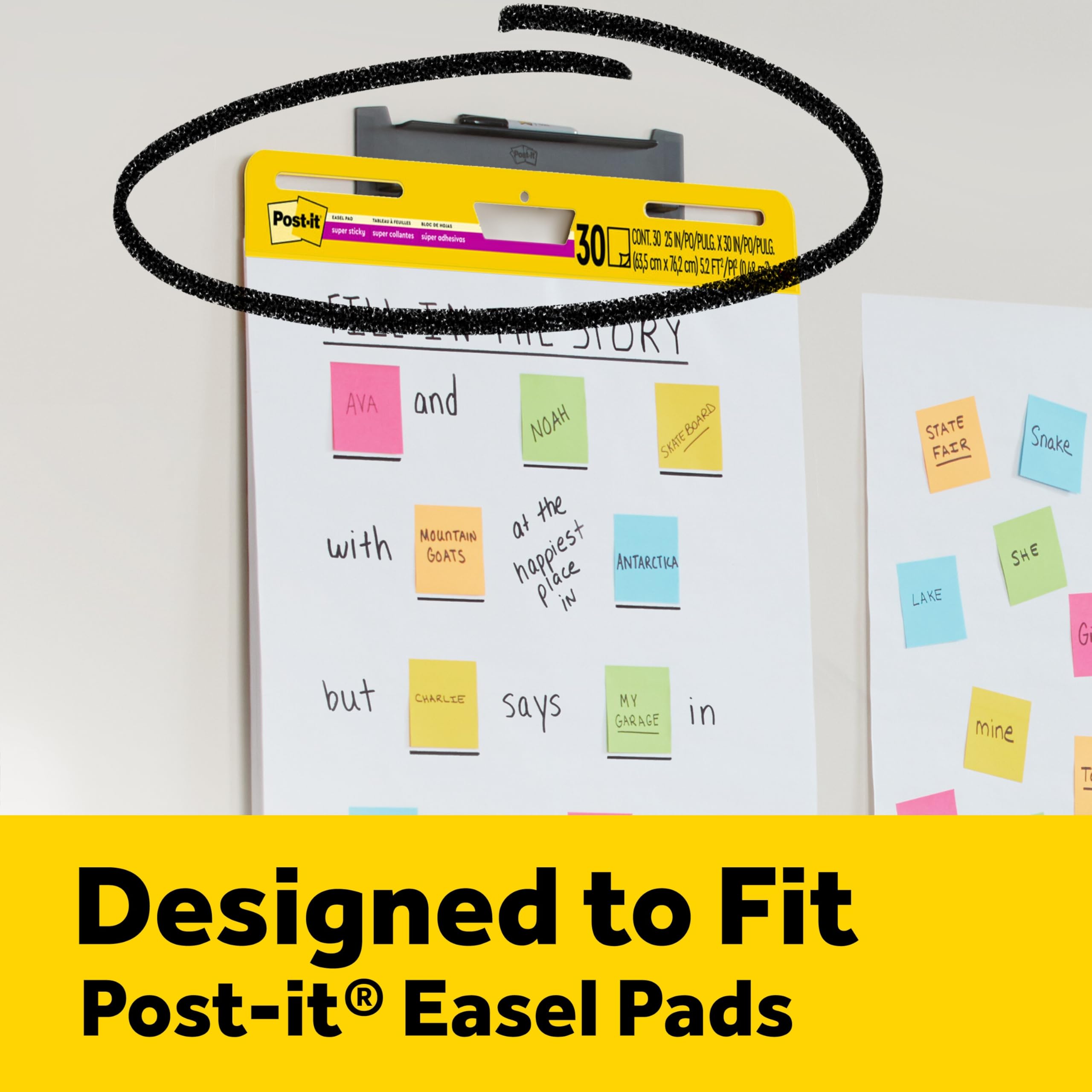 Post-it Super Sticky Staffelei Pad Pad-Wandhalterung 2 Hangers grau | Ideal für virtuelle Lehrer und Schüler