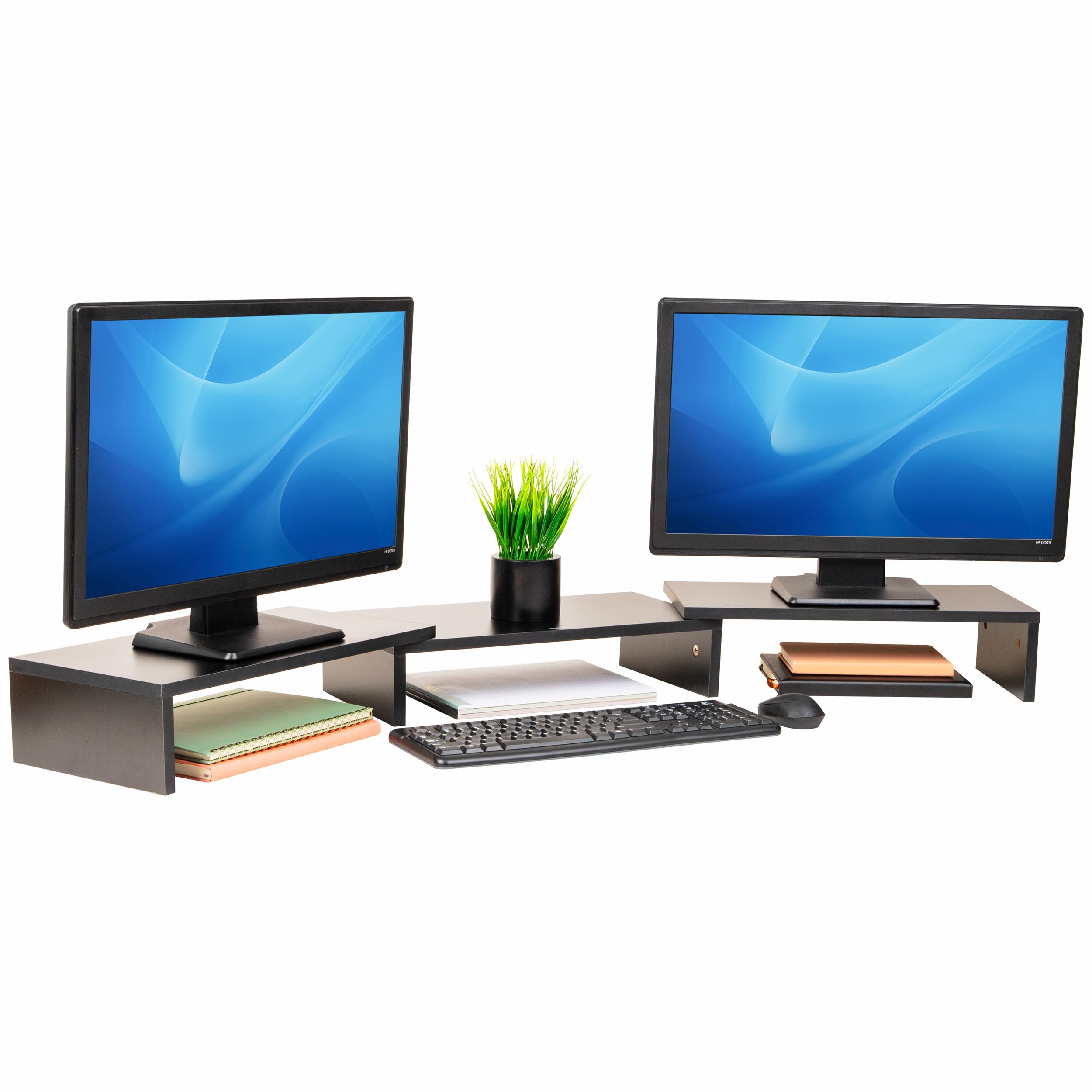 Mind Reader Supporto Doppio a 2 Livelli per Computer Portatile, TV, Monitor Multi-Livello, Supporto per casa o Ufficio, Nero