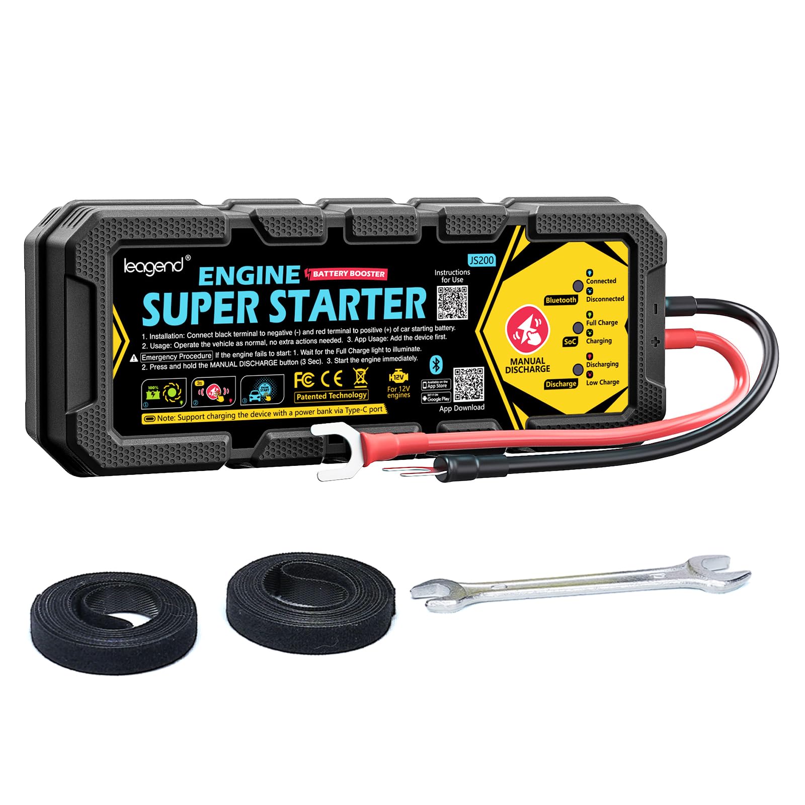 Permanent Mount Super Capacitor Jump Starter - 700A Batteryless No Pre-Charge 500 000 Cycles 3-22min Fast Charge Bluetooth