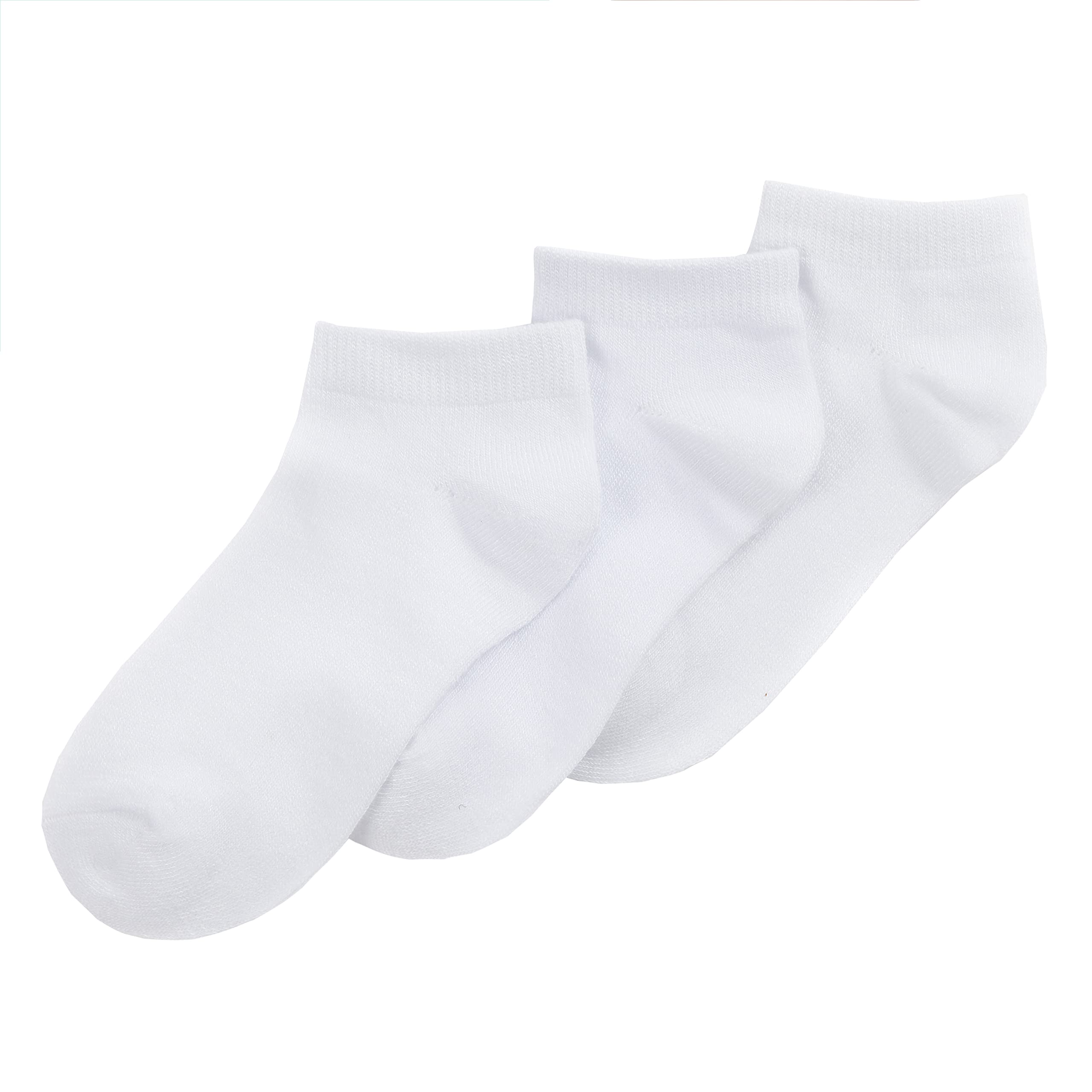 Metzuyan WS-SS23 Kids Boys Girls Plain Bamboo Trainer Liner Ankle Socks 3 Pairs White UK 4-6