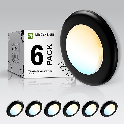 ASD Luces LED de disco de 4 pulgadas 2700K3000K3500K4000K5000K, 10W 685LM Luz de techo regulable de perfil bajo, accesorio de montaje en