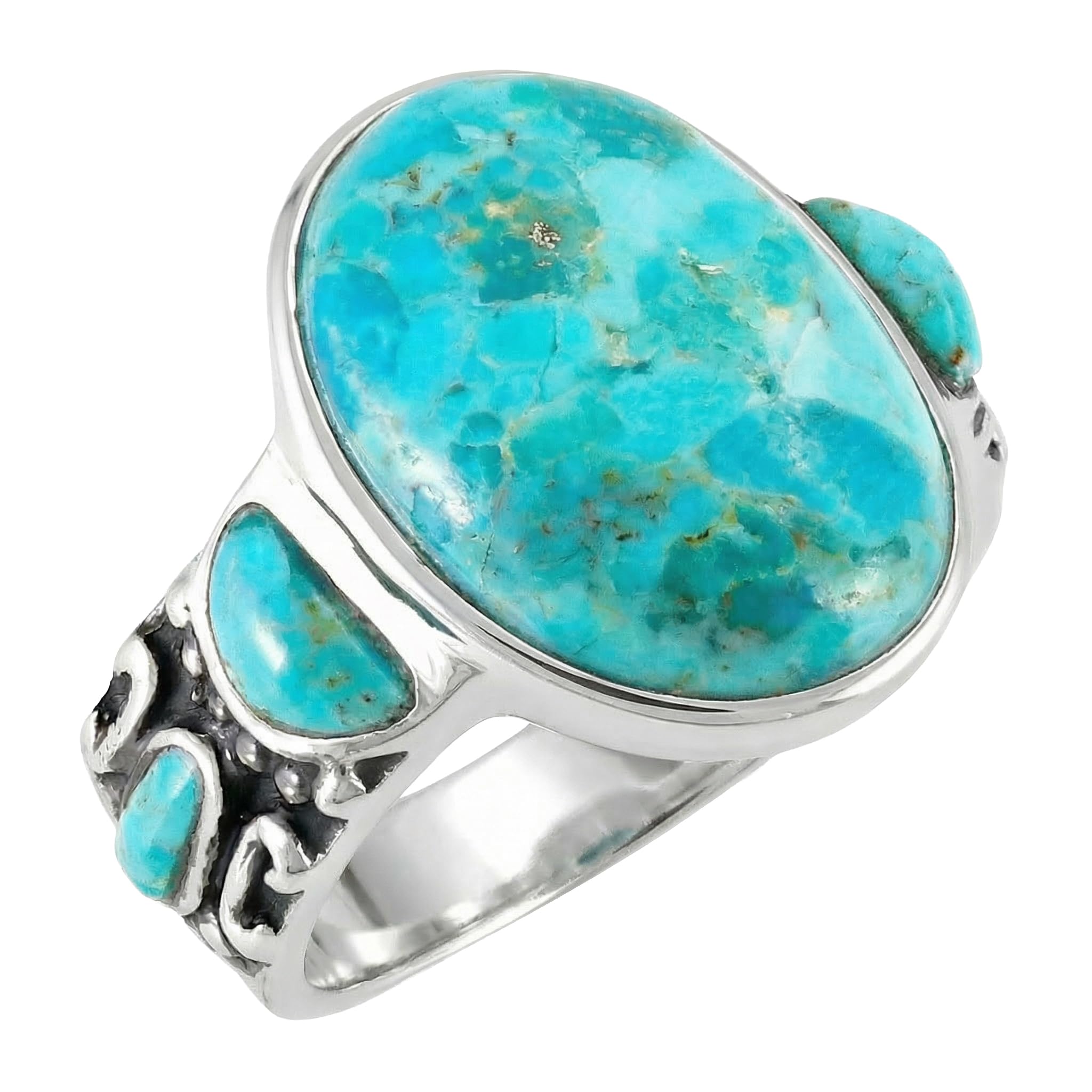 Turquoise Rings Sterling Silver 925 Genuine Gemstones
