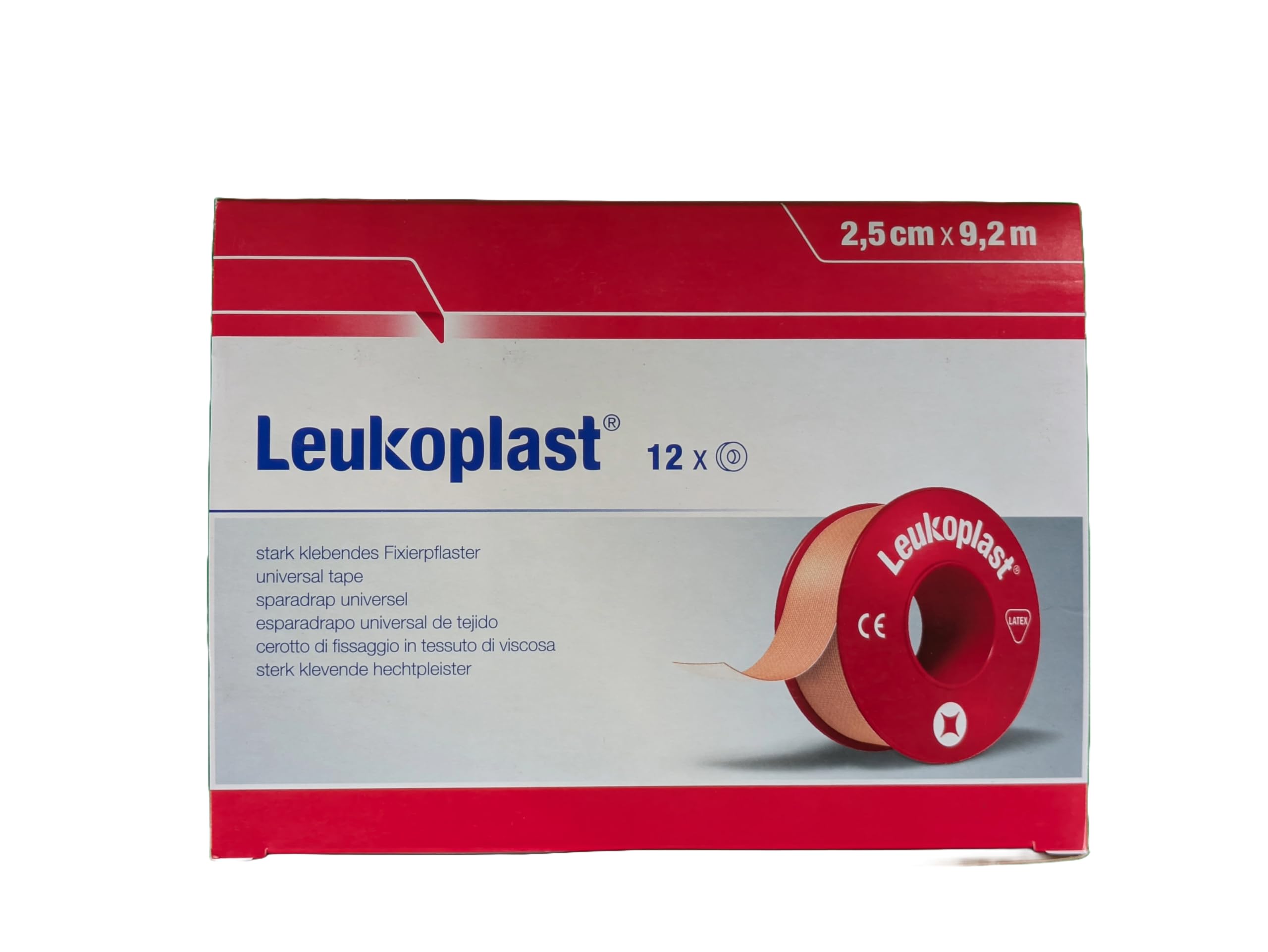 Leukoplast Sparadrap Tessuto con ossido di zinco/carne 920 x 2,5 cm Confezione da 12