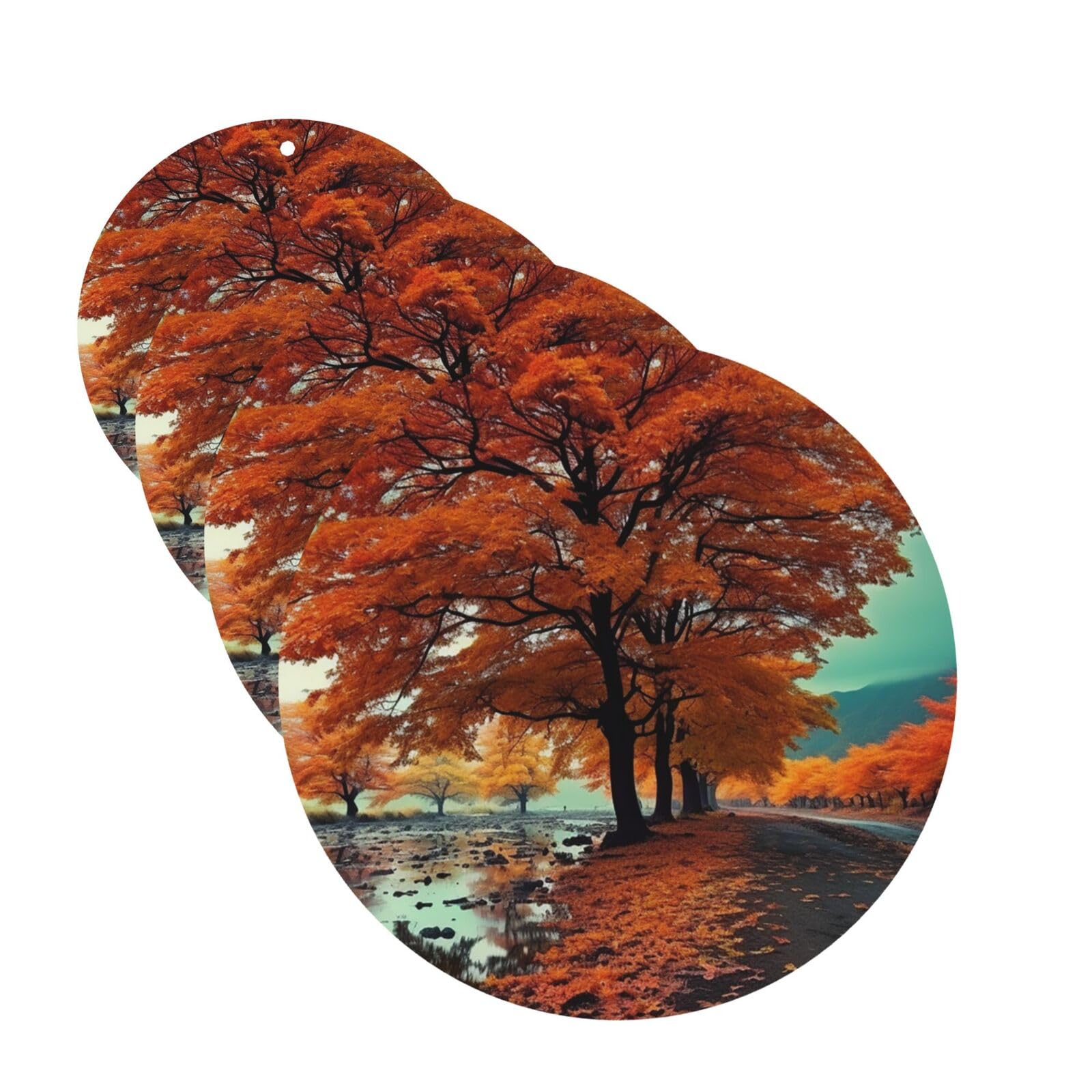 Maple tree in autumn Car Air Fresheners Cards Set of 4 Pieces Personalized Car Fresheners Gifts for Men Women Auto Aromatherapy Tablets Hanging