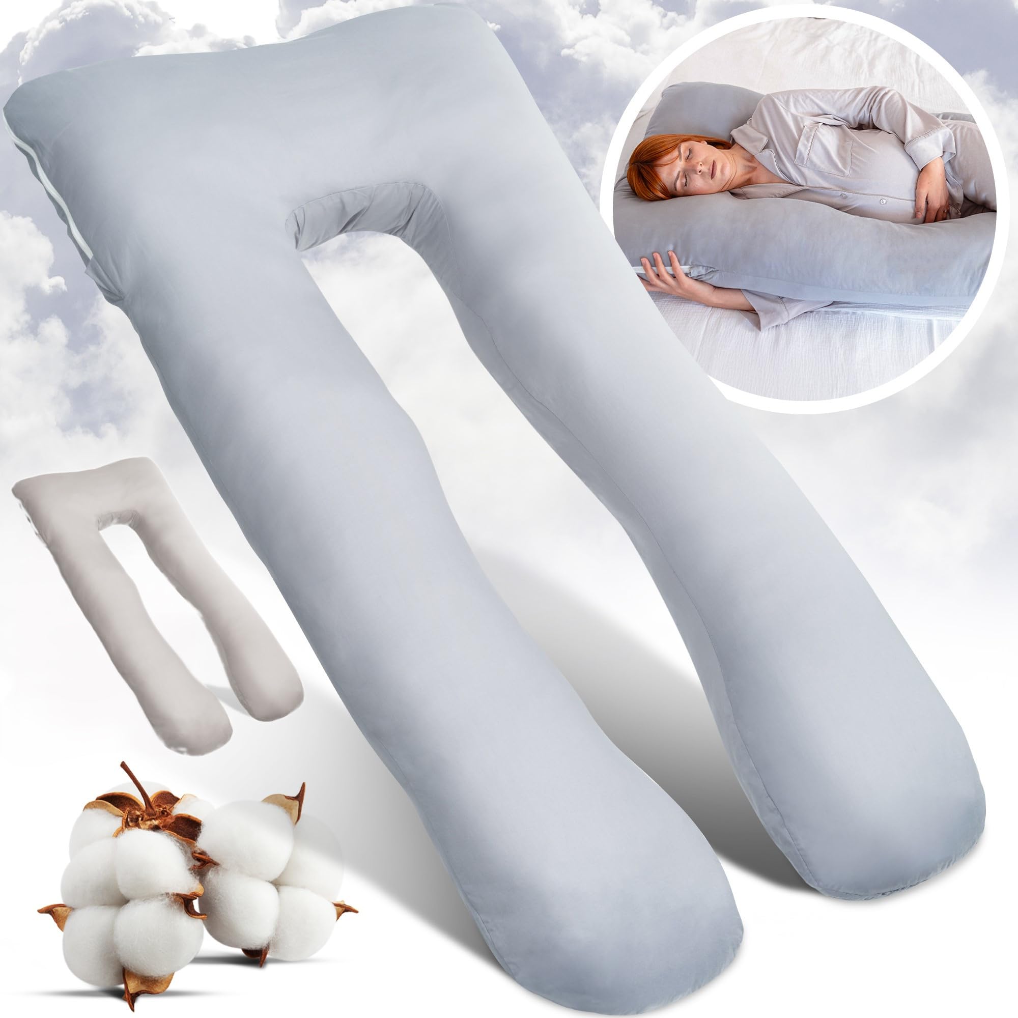 Generisch Schwangerschaftskissen mit Doppelbezug Stillkissen XXL Body Pillow Schlaftherapie Kissen Komfortkissen Flexible Füllung
