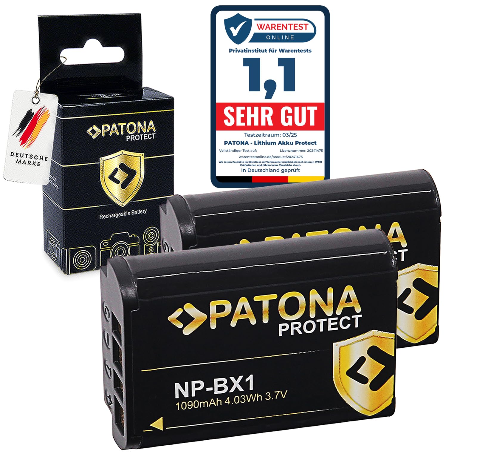 PATONA Protect NP-BX1 Batterie 1090mAh Compatible avec Sony CyberShot DSC-RX1 R RX1 RX100 II III IV V VI VII M HX50 HX60 HX80 HX90 HX99 HX400V WX300