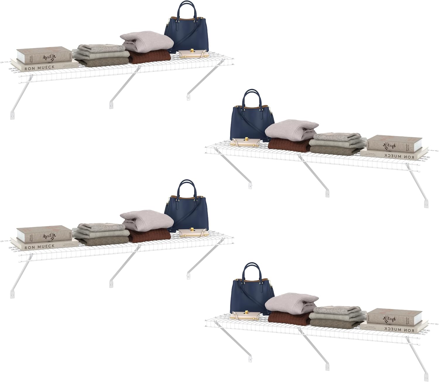 ClosetMaid Multi-Purpose Heavy-Duty Ventilated Wire Shelf Kit, 1" H x 48" W x 16" D, White, 4-Pack