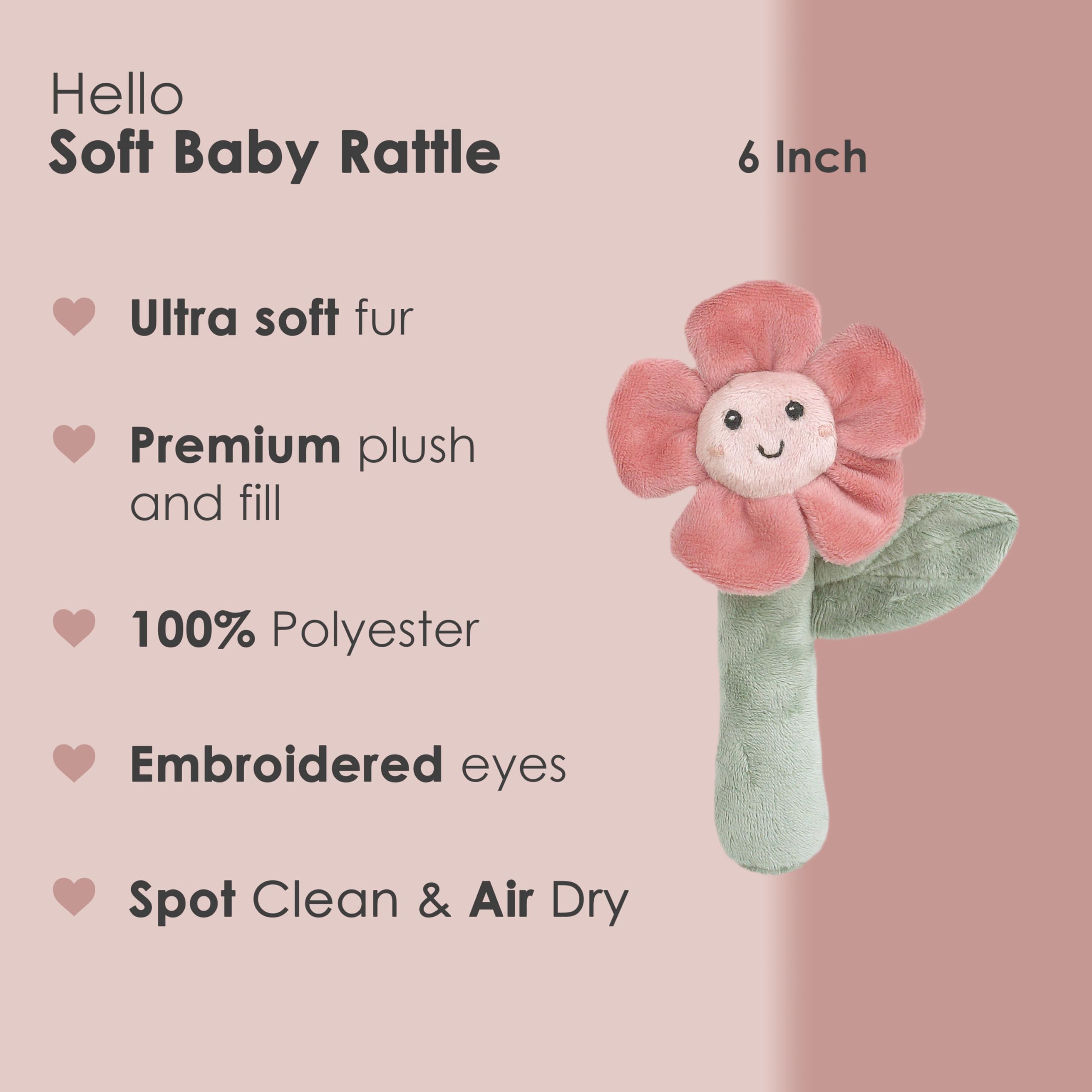 MON AMI Flower Baby Rattle Set 6.25"/16cm, Multi, 2Pc Flower - Image 2