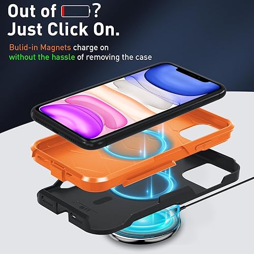 Miniatura 4 de Xmon Funda magnética para iPhone 11 compatible con MagSafe Protector de pantalla de vidrio templado con protector de lente de cámara Funda para